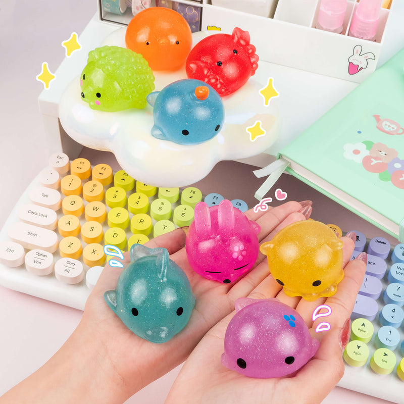 25 Squishy Mochi Squishy Toys Glitter Glow in the Dark Mini Cute Fidget Toy