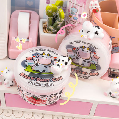 Straw-Dairy Cow 2 Slimes in 1 Signature Dome™ Slime