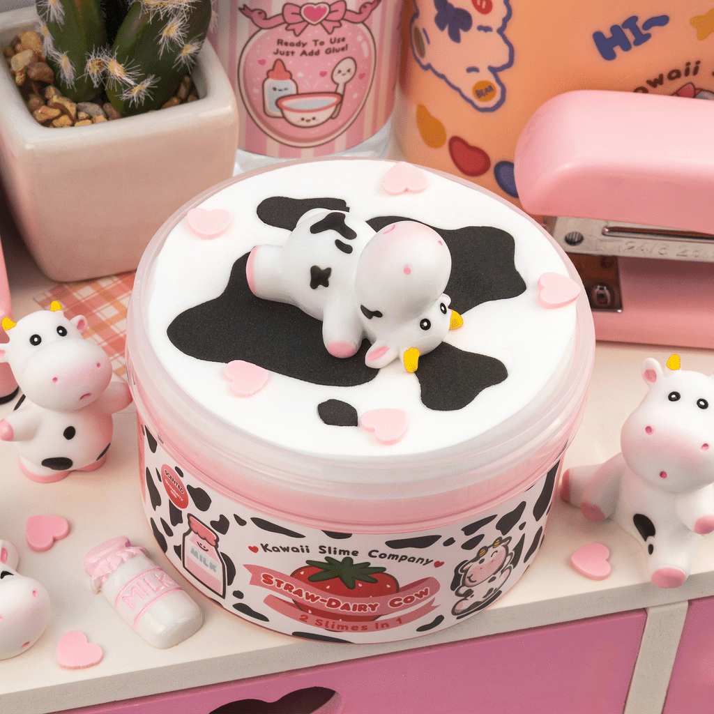 Straw-Dairy Cow 2 Slimes in 1 Signature Dome™ Slime